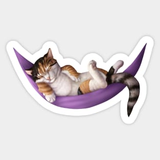 Cat sleeping on a hammock Sticker